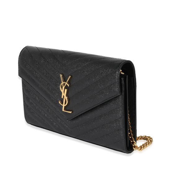 Saint Laurent Black Cassandre Matelasse Envelope Chain Wallet - Picture 2 of 8